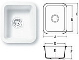 Мойка из искусственного камня, 3.5", без перелива (A1121 Bright White)