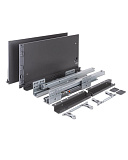 Комплект ящика, боковые стенки П-образные толщина 13 мм цвет графит, направляющие скрытого монтажа с доводчиком, 192x450 мм (GB192St/450/DGr)