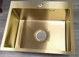 Мойка кухонная, размер: 500x450 mm, золотая 201 сталь с сифоном в комплекте  (SP(Pr)5045/SG)